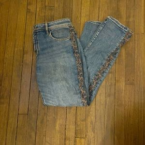 Anthropologie Pilcro Slim Boyfriend Jeans with animal print detail!